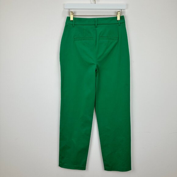 Boden Kew Bi Stretch Pants Green Womens US 2 Long Cotton Tapered Straight Ankle - Picture 12 of 16